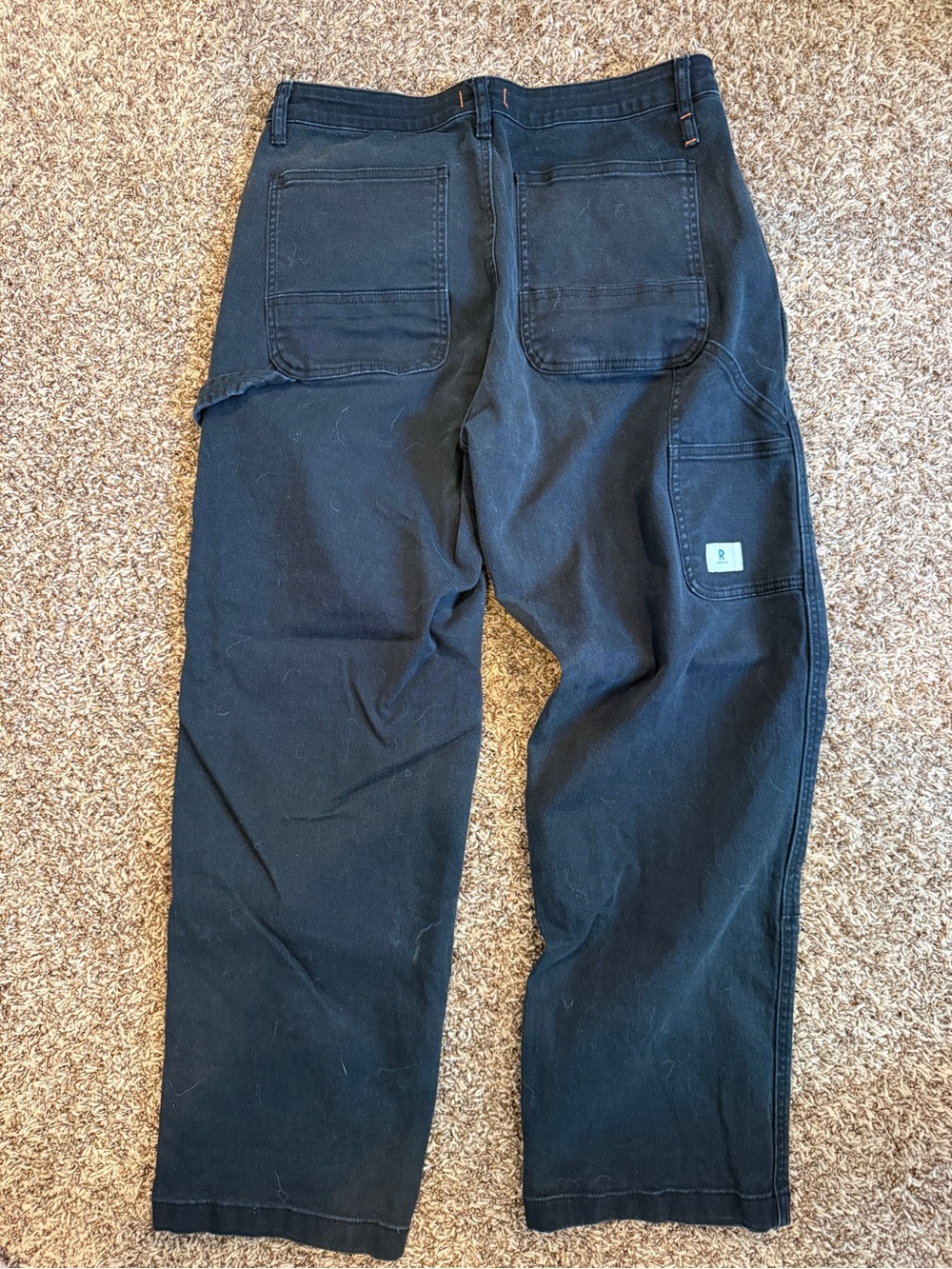 Men's Black Cargo Pants with Utility Pocket and Patch Accent